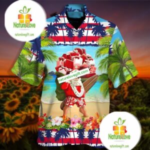 Christmas In July Santa Claus On The Beach Green Hawaiian Shirt Outfit 2