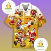 Christmas Party Santa Claus Drink Beer Yellow Printed Hawaiian Shirts