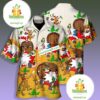 Christmas Reindeer Santa Claus Drink Wine Yellow Soft Hawaiian Shirts
