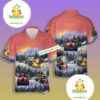 Christmas Santa Claus And Duck Red Hawaiian Button Up Shirt