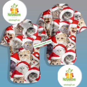 Christmas Santa Claus Cat Red Nice Hawaiian Shirts