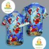 Christmas Santa Claus Diver In Ocean Blue Retro Hawaiian Shirts