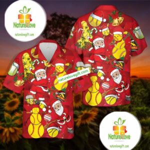 Christmas Sport Santa Softball Red My Hawaiian Shirts 2