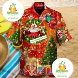 Christmas Wreath Santa Claus Red Hawaiian Outfit Male 2