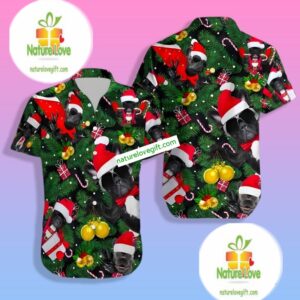 Cool French Bulldog Face Christmas Tree Green Nice Hawaiian Shirts