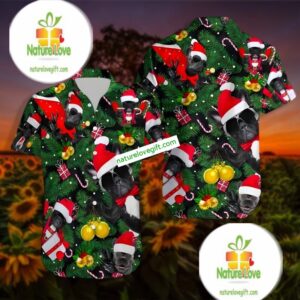 Cool French Bulldog Face Christmas Tree Green Nice Hawaiian Shirts 2