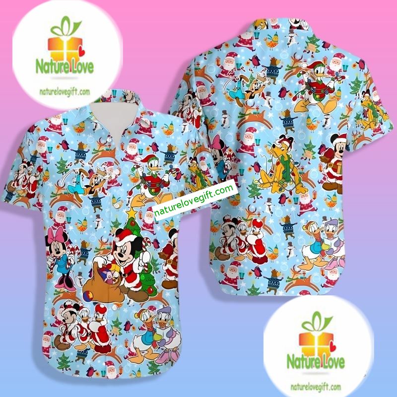 Disney Mickey And Friends Claus Christmas Blue Original Hawaiian Shirt Disney Mickey And Friends Claus Christmas Blue Original Hawaiian Shirt