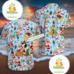 Disney Mickey And Friends Claus Christmas Blue Original Hawaiian Shirt 1 Disney Mickey And Friends Claus Christmas Blue Original Hawaiian Shirt 2
