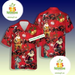 Funny Christmas Santa Claus Farmer Red Bears Hawaiian Shirt Funny Christmas Santa Claus Farmer Red Bears Hawaiian Shirt