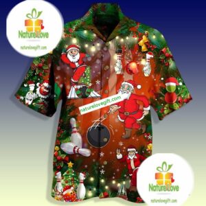 Funny Santa Claus Playing Bowling Green Hawaiian Camp Shirt