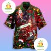 Oh Snap Santa Claus Playing Hockey Red Tropical Shirts For Women