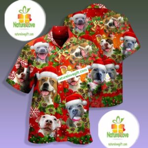 Pitbull Face Christmas Dog Mom Dad Red Tropical Print Shirts Pitbull Face Christmas Dog Mom Dad Red Tropical Print Shirts
