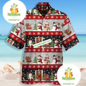 Santa Claus And Snowman Red Ulgy Pattern Family Hawaiian Shirts 2