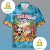 Santa Claus Beach Christmas In July Blue Hawaiian Button Up
