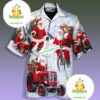 Santa Claus Bring Gift With Bike Grey Hawaiian Shirt Dress