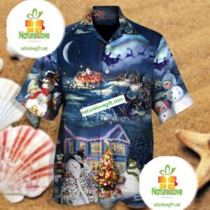Santa Claus Is Comin Blue Hawaiian Gun Shirts 1 Santa Claus Is Comin Blue Hawaiian Gun Shirts 2
