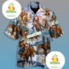 Santa Claus Riding Horse Coming Grey Womens Hawaiian Tops