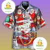 Santa Claus Sleigh And Gift Red Hawaiian Dad Shirt