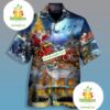 Santa Claus Snowman Night Blue Matching Hawaiian Shirts