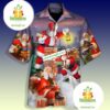 Santa Claus Throwing Gifts Down The Chimney Purrple Long Sleeve Hawaiian Shirt