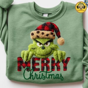 Grinch Xmas Knitting Crochet Grinchy Merry Christmas Funny Girly Xmas Shirt