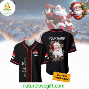 Believe Christmas Santa Baseball Jersey Outfit – Custom Name