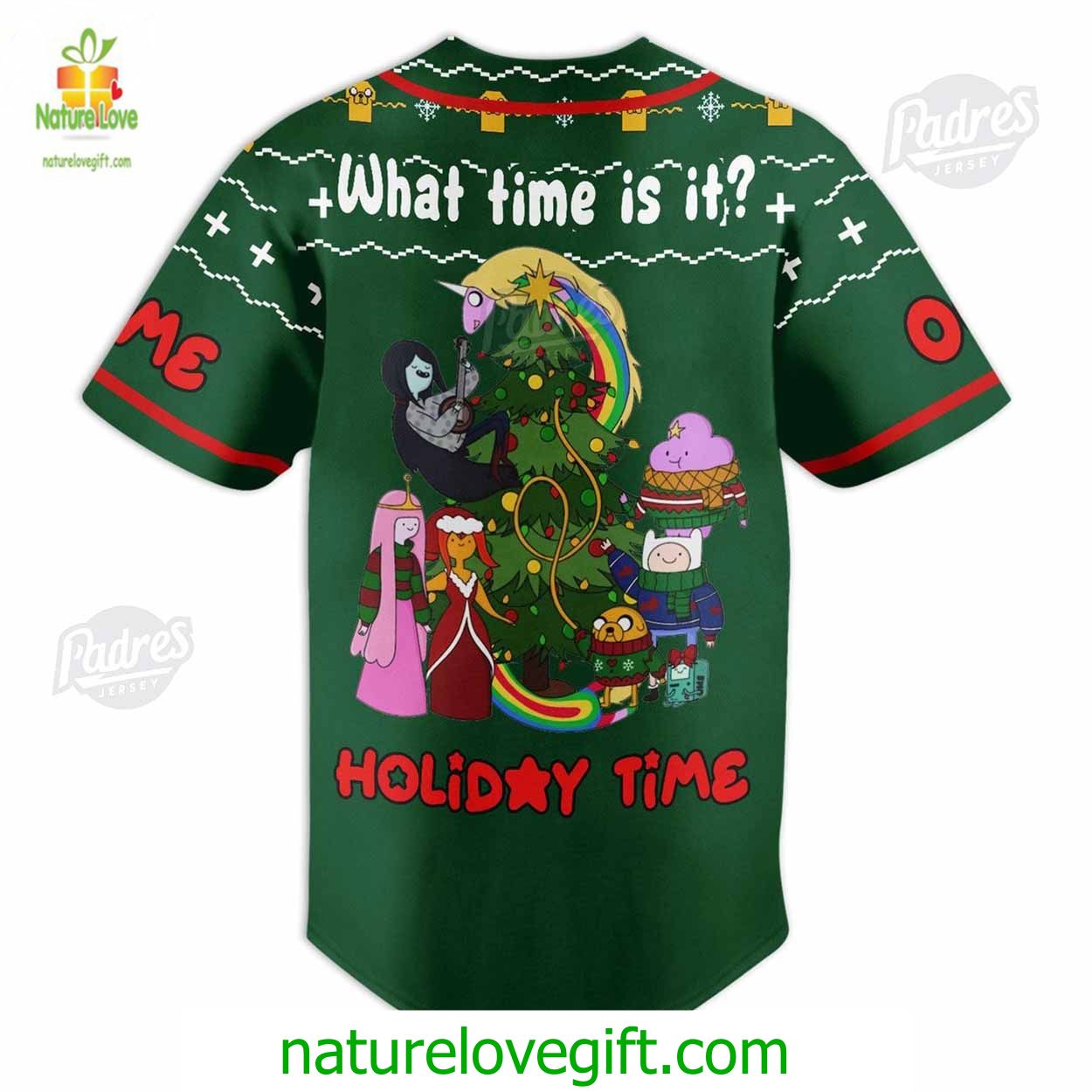 Custom Christmas Adventure Time Baseball Jersey Custom Christmas Adventure Time Baseball Jersey