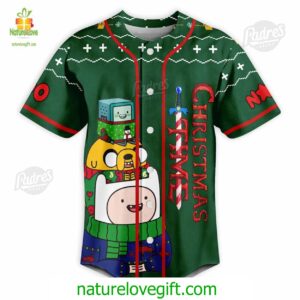 Custom Christmas Adventure Time Baseball Jersey 2 Custom Christmas Adventure Time Baseball Jersey Padres Jersey Oasis Elevate Your Baseball Style Game 3