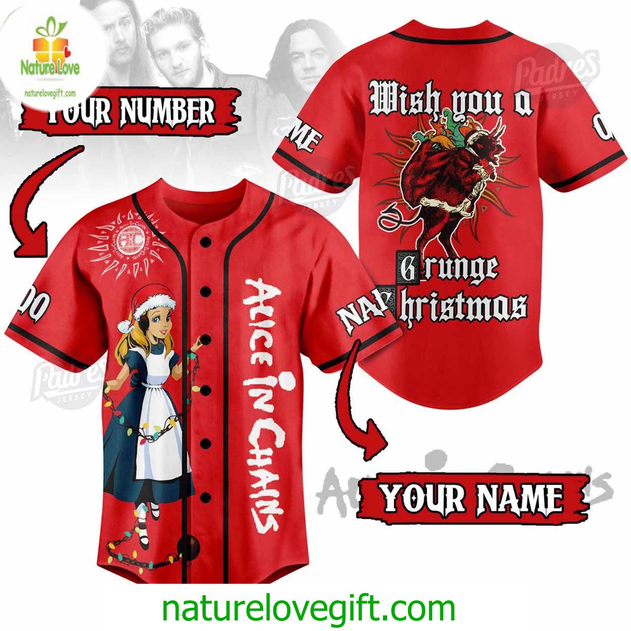 Custom Christmas Alice In Chains Baseball Jersey Style Custom Christmas Alice In Chains Baseball Jersey Style
