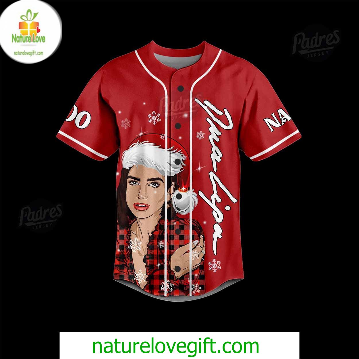 Custom Christmas Dua Lipa Baseball Jersey Style Custom Christmas Dua Lipa Baseball Jersey Style