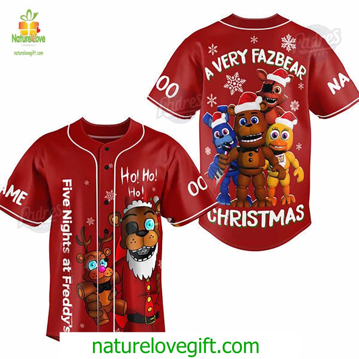 Custom Christmas Five Nights At Freddy Baseball Jersey Style Custom Christmas Five Nights At Freddy Baseball Jersey Style
