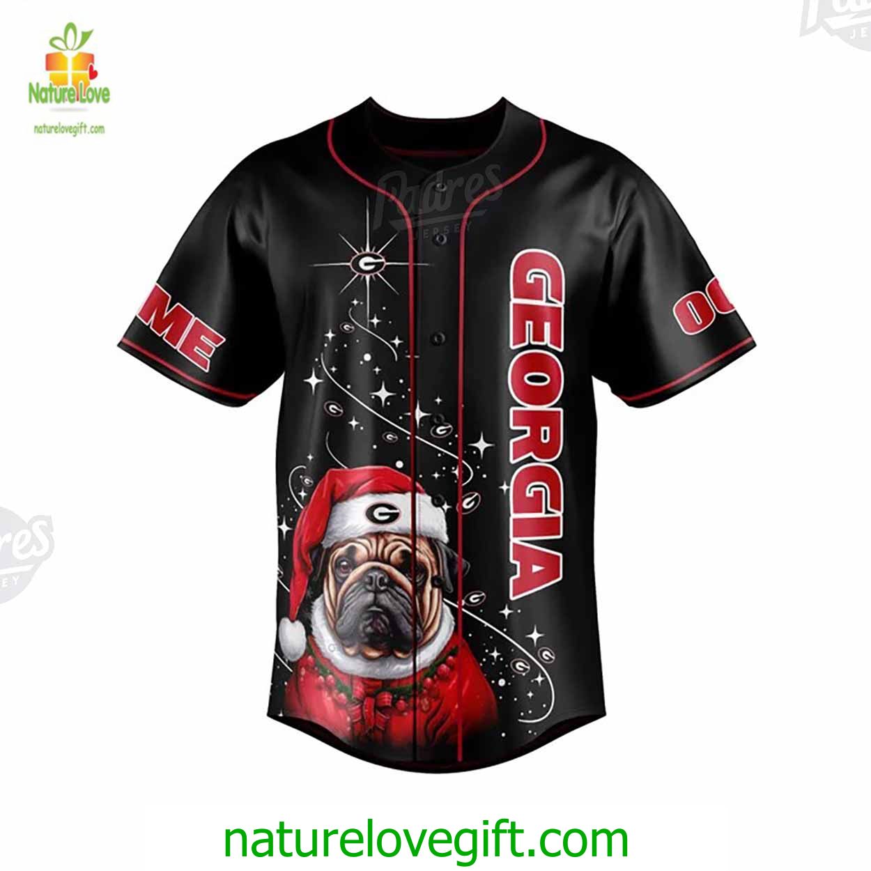 Custom Christmas Georgia BullDogs Baseball Jersey Custom Christmas Georgia BullDogs Baseball Jersey