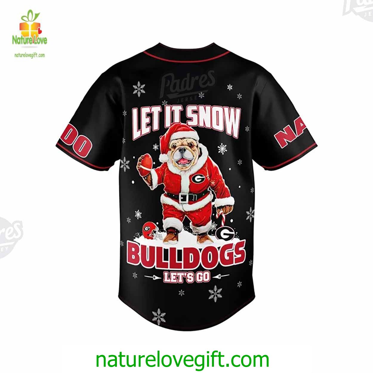 Custom Christmas Georgia BullDogs Baseball Jersey Custom Christmas Georgia BullDogs Baseball Jersey