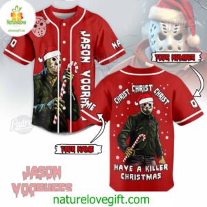 Custom Christmas Jason Voorhees Baseball Jersey Style