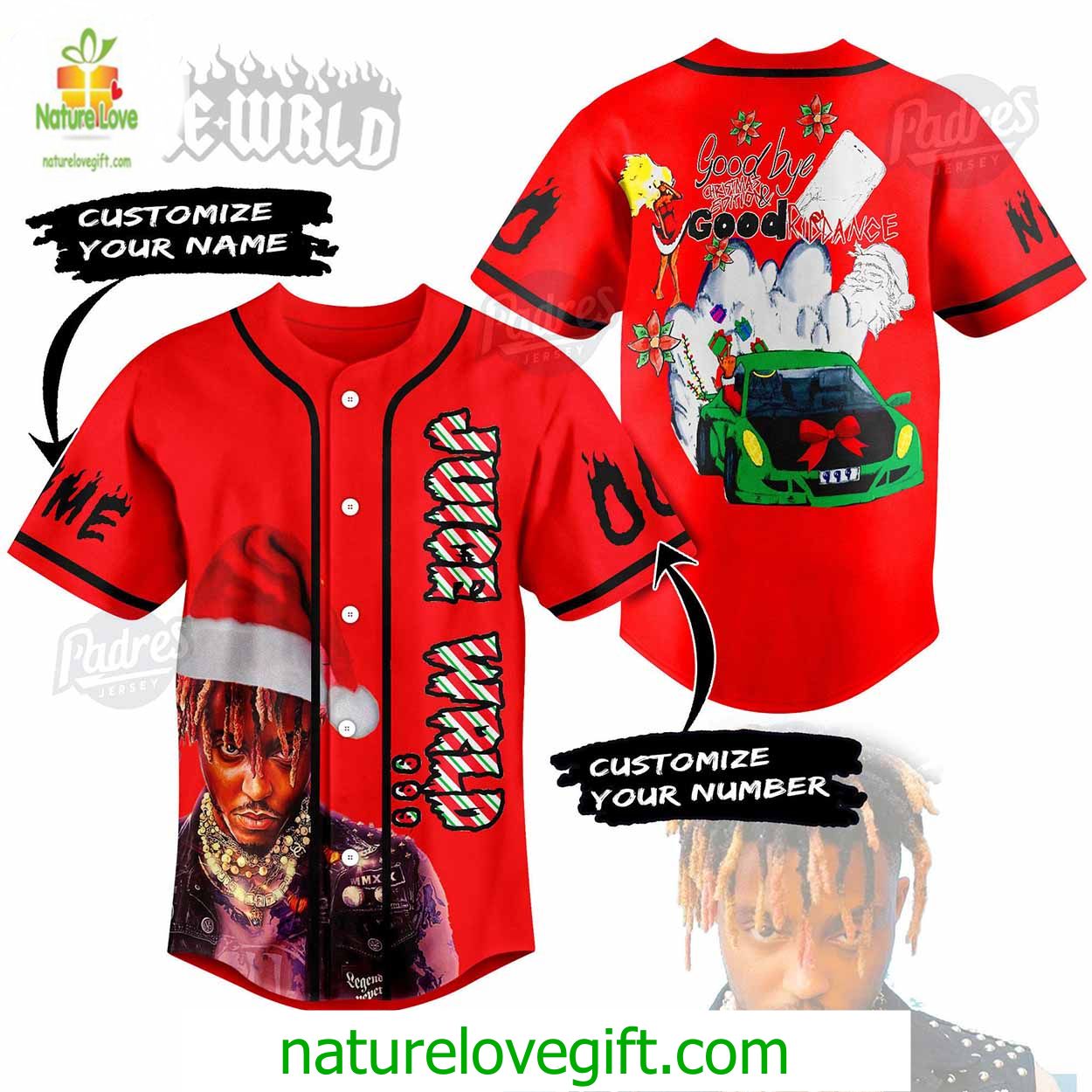 Custom Christmas Juice Wrld Baseball Jersey Custom Christmas Juice Wrld Baseball Jersey