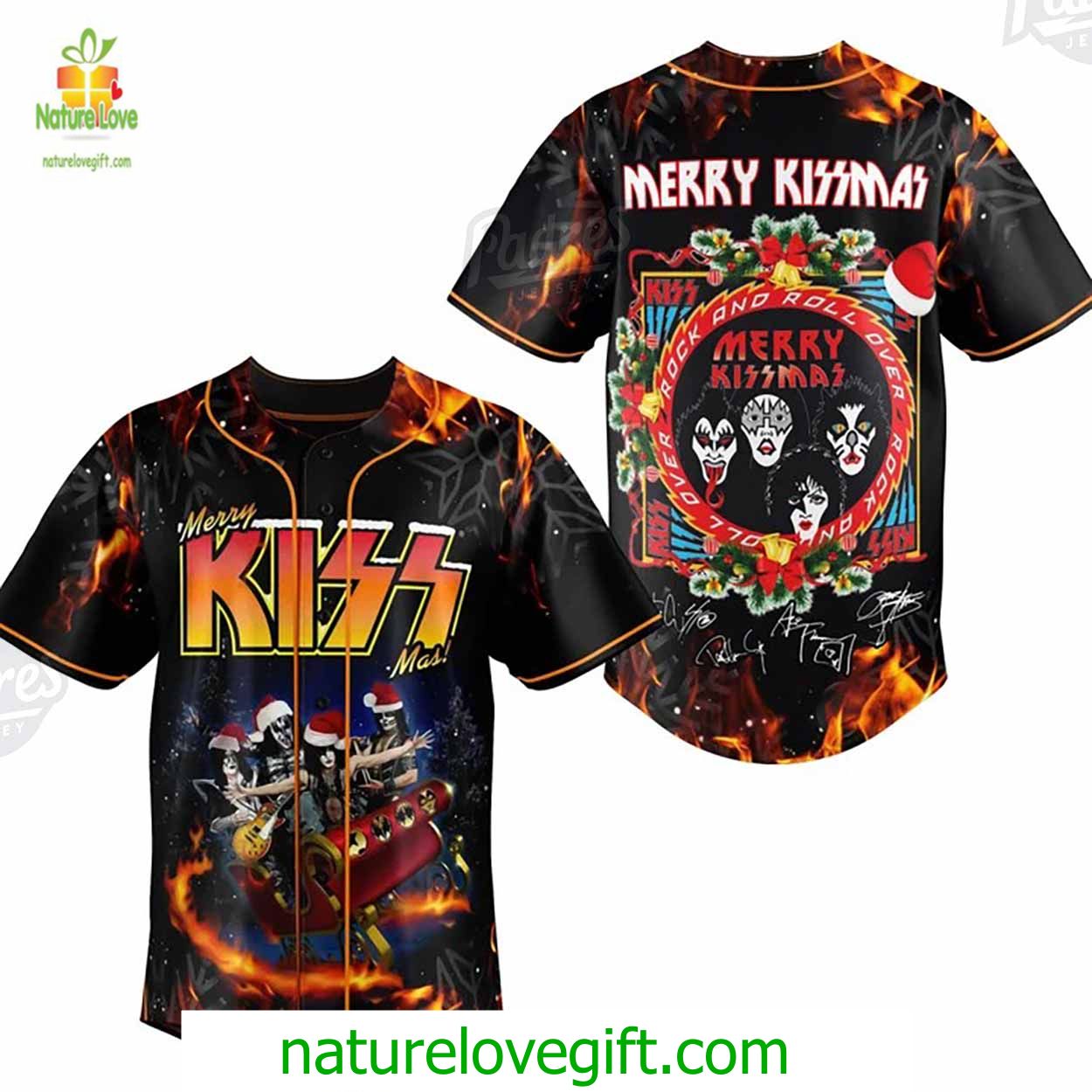 Custom Christmas Kiss Baseball JerseyKiss Custom Christmas Kiss Baseball JerseyKiss