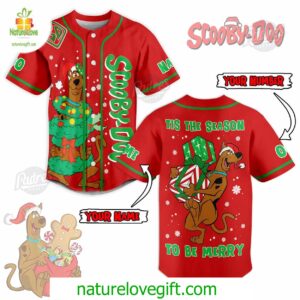 Custom Christmas Scooby-Doo Tis The Season To Be Merry Baseball Jersey