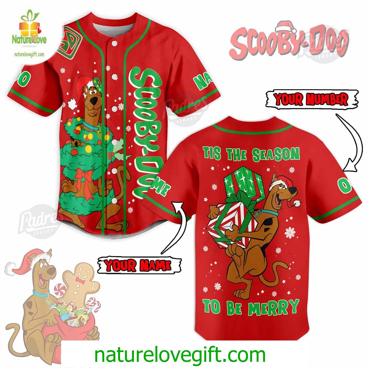 Custom Christmas Scooby-Doo Tis The Season To Be Merry Baseball Jersey Custom Christmas Scooby-Doo Tis The Season To Be Merry Baseball Jersey