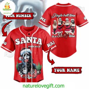 Custom Christmas Scream Santa Where Are You At Baseball Jersey