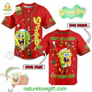 Custom Christmas Spongebob Squartens Baseball Jersey