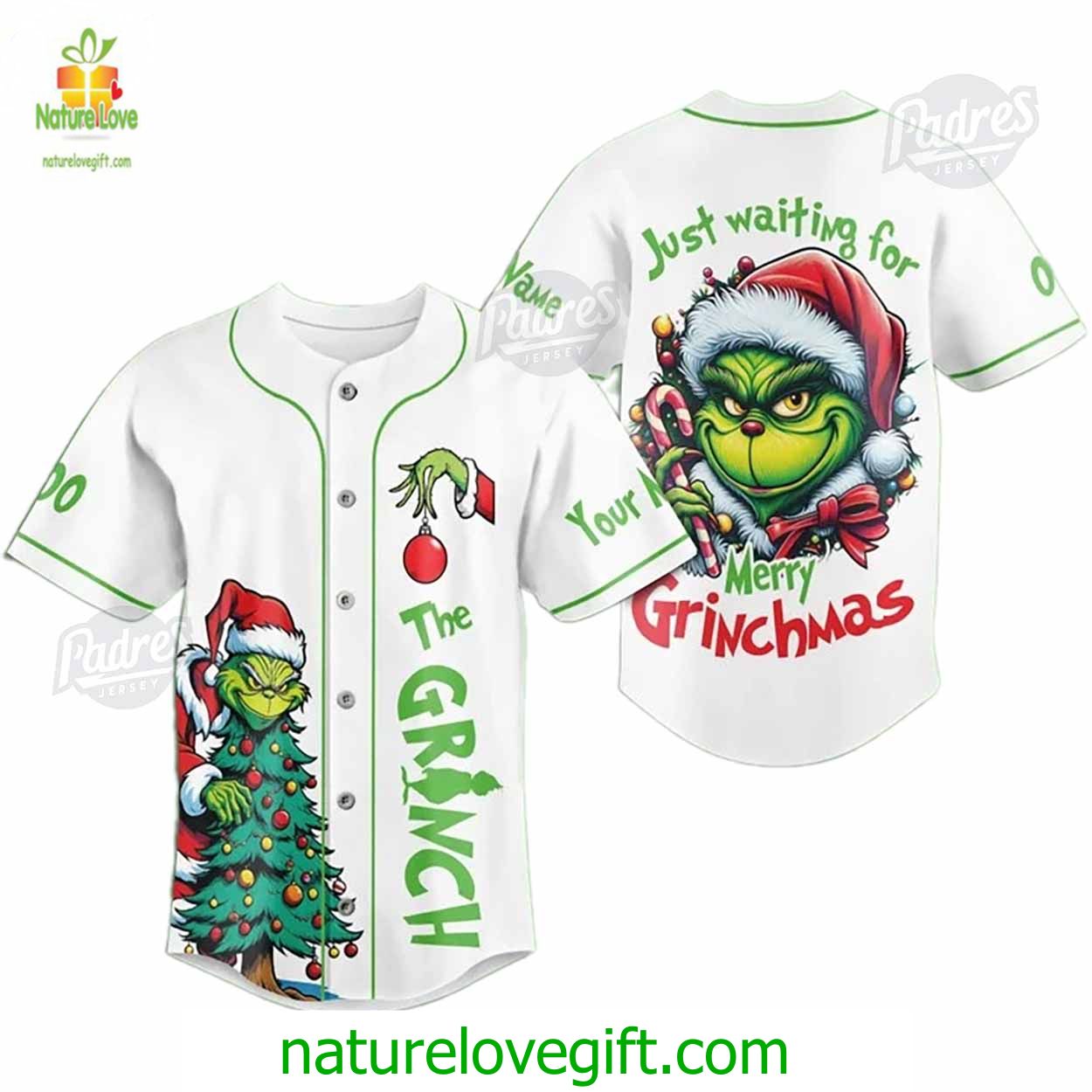 Custom Just waiting for Your Merry Grinchmas Baseball Jersey Custom Just waiting for Your Merry Grinchmas Baseball Jersey
