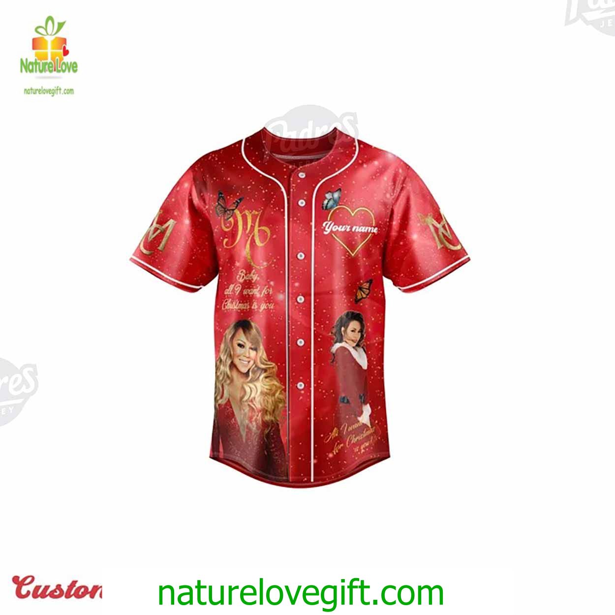 Custom Mariah Carey Merry Christmas Baseball Jersey Custom Mariah Carey Merry Christmas Baseball Jersey
