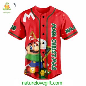 Custom Mario Christmas baseball Jersey Mari Christmas I'm Jumping Shell When Jingle Bell 1 Custom Mario Christmas baseball Jersey Mari Christmas Im Jumping Shell When Jingle Bell Padres Jersey Oasis Elevate Your Baseball Style Game 2