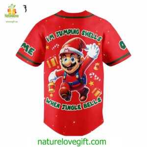 Custom Mario Christmas baseball Jersey Mari Christmas I'm Jumping Shell When Jingle Bell 2 Custom Mario Christmas baseball Jersey Mari Christmas Im Jumping Shell When Jingle Bell Padres Jersey Oasis Elevate Your Baseball Style Game 3