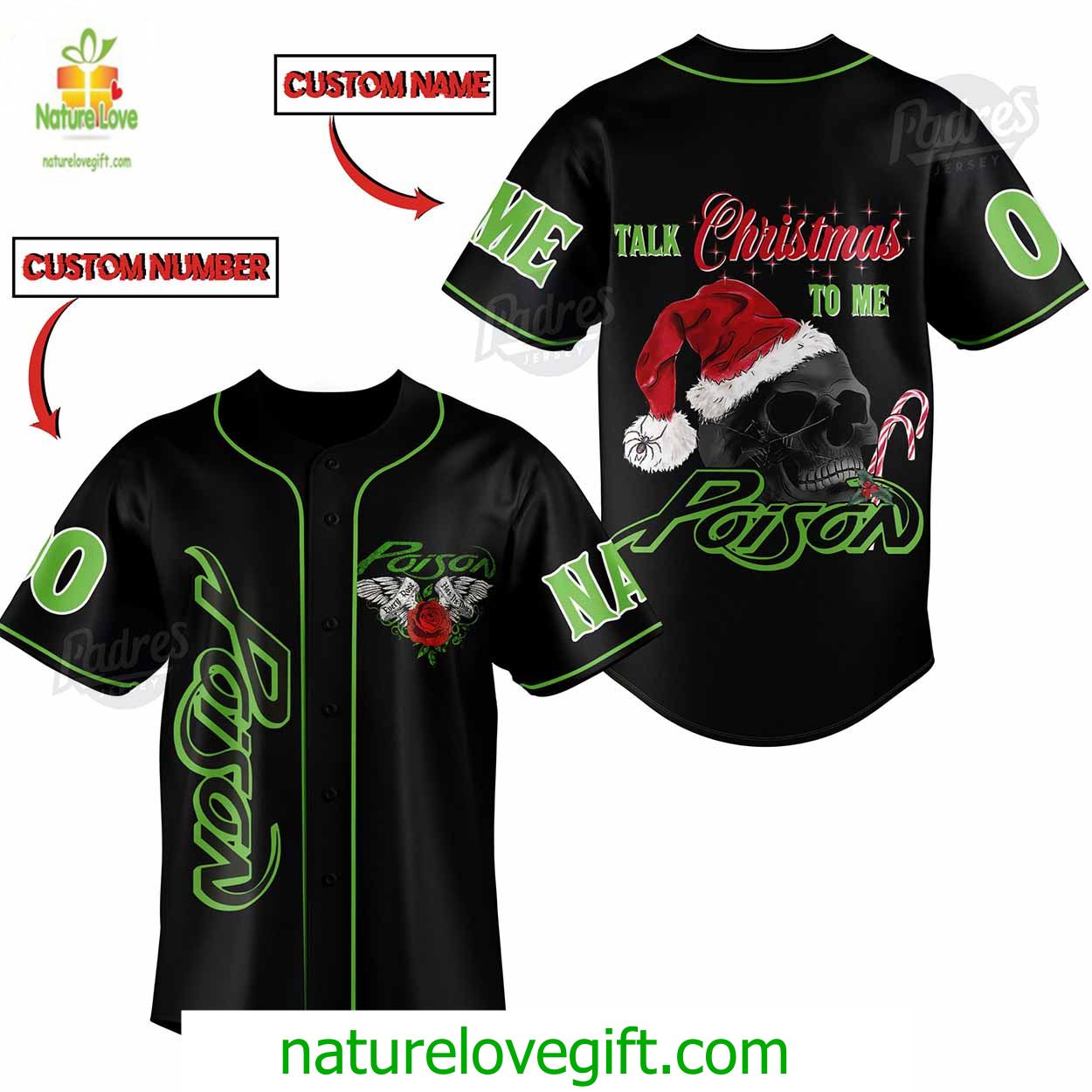 Custom Poison Talk Christmas To Me Baseball Jersey Custom Poison Talk Christmas To Me Baseball Jersey