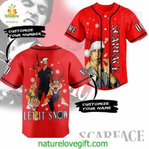 Custom Scarlet Let It Snow Christmas Baseball Jersey