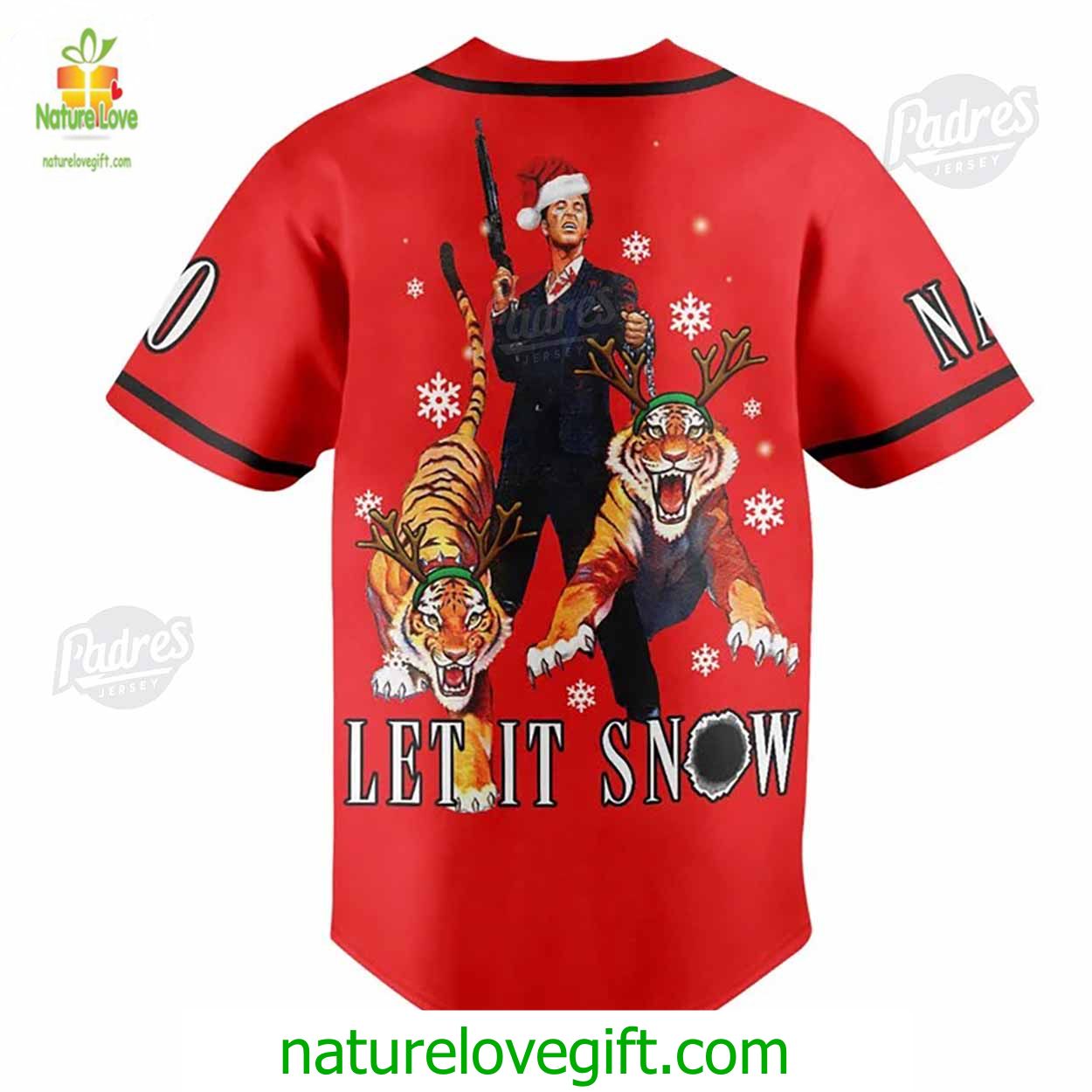 Custom Scarlet Let It Snow Christmas Baseball Jersey Custom Scarlet Let It Snow Christmas Baseball Jersey