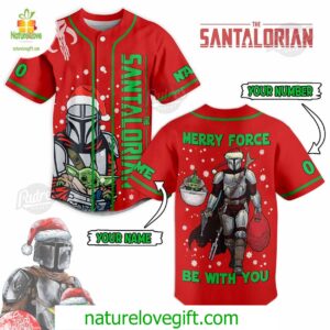Custom The Santalorian Merry Force Be With You Christmas Baseball Jersey