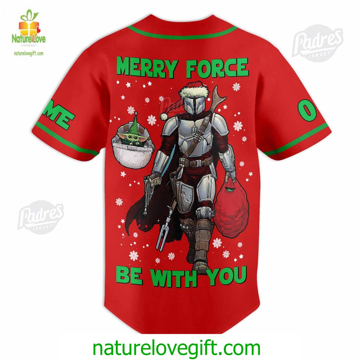 Custom The Santalorian Merry Force Be With You Christmas Baseball Jersey Custom The Santalorian Merry Force Be With You Christmas Baseball Jersey