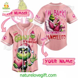 Custom Valentine The Grinch Baseball Jersey